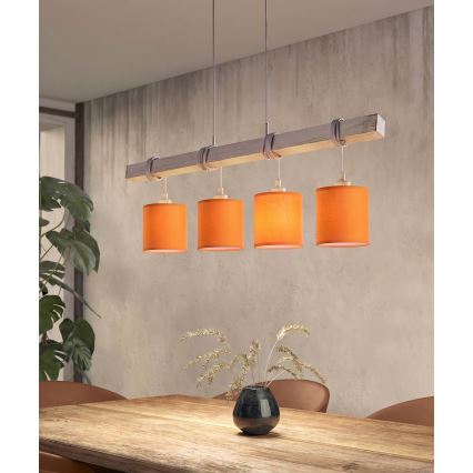 Brilagi - LED φωτιστικό οροφής με καλώδιο NUBILA 4xE27/60W/230V γκρι/πορτοκαλί