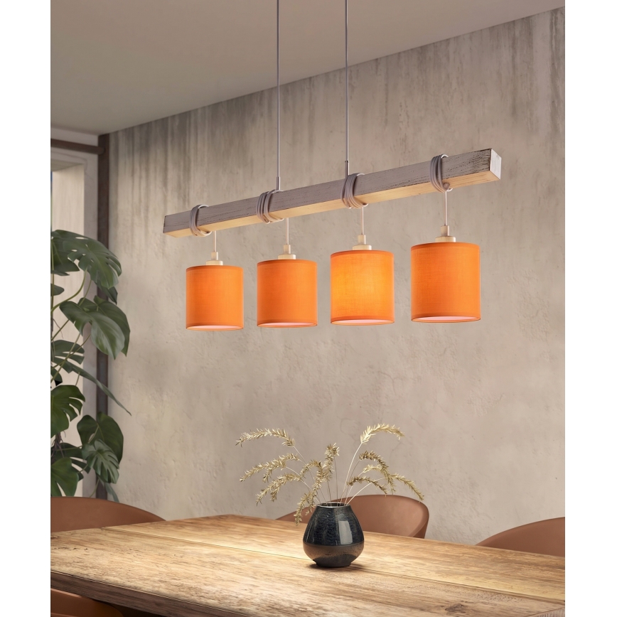 Brilagi - LED φωτιστικό οροφής με καλώδιο NUBILA 4xE27/60W/230V γκρι/πορτοκαλί