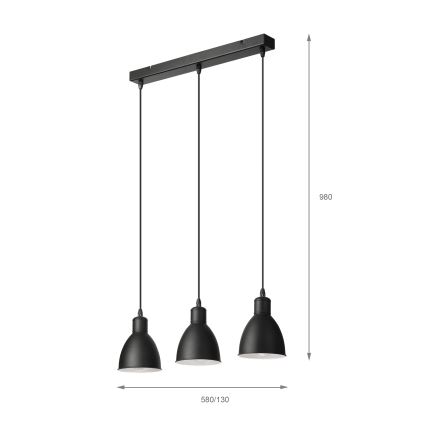Brilagi - LED φωτιστικό οροφής με καλώδιο RIDDY 3xE27/60W/230V μαύρο