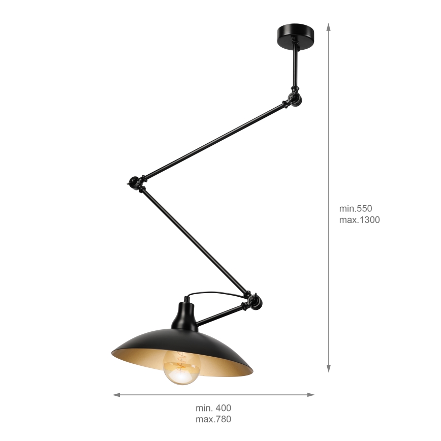 Brilagi - LED φωτιστικό οροφής με ράβδο IRONBEAM 1xE27/60W/230V μαύρο