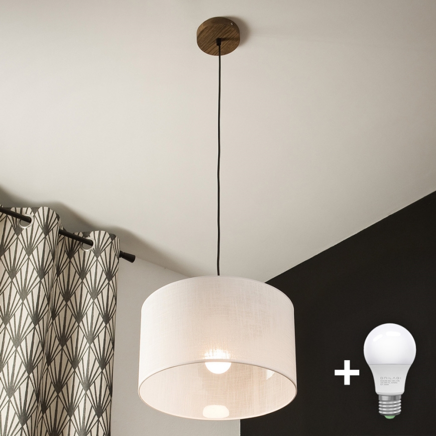 Brilagi - LED Φωτιστικό οροφής με καλώδιο ANTHONY 1xE27/60W/230V δρυς καρυδιά/λευκό