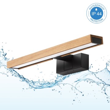 Brilagi - LED φωτισμός καθρέφτη για μπάνιο 3-σε-1 WOODY MIRROR LED/8W/230V IP44 μαύρο/δρυς
