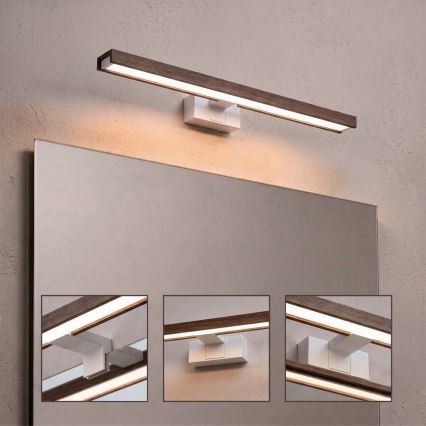Brilagi - LED φωτισμός για καθρέφτη μπάνιου 3 σε 1 WOODY MIRROR 3 σε 1 LED/12W/230V 60 cm IP44 λευκό/δρυς/καρυδιά