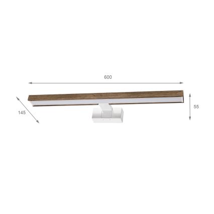 Brilagi - LED φωτισμός για καθρέφτη μπάνιου 3 σε 1 WOODY MIRROR 3 σε 1 LED/12W/230V 60 cm IP44 λευκό/δρυς/καρυδιά