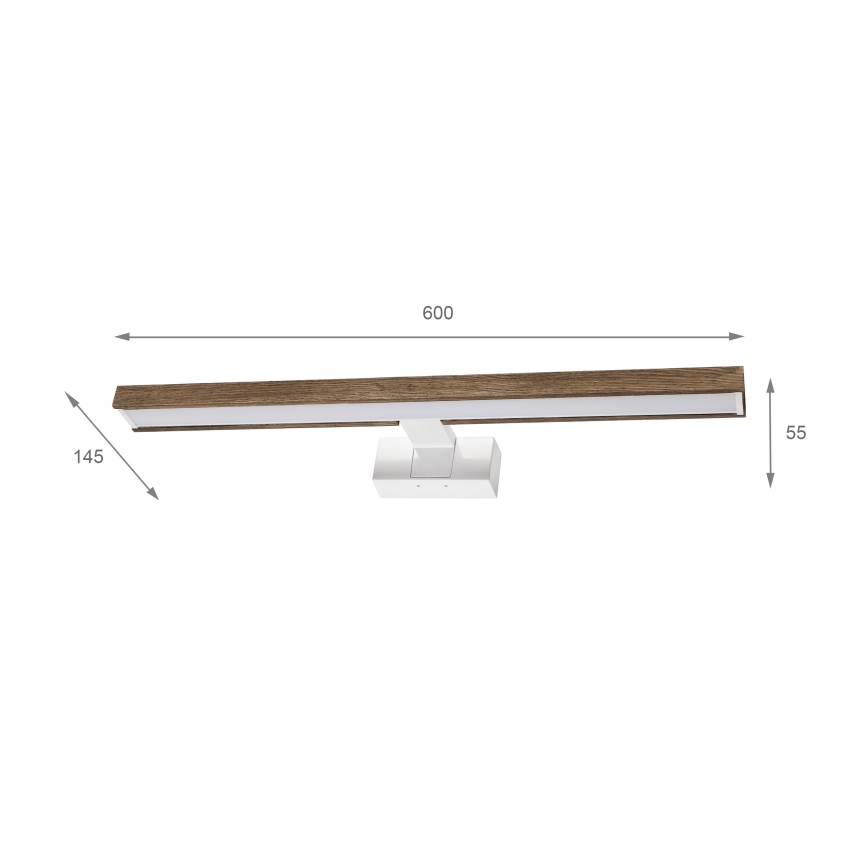Brilagi - LED φωτισμός για καθρέφτη μπάνιου 3 σε 1 WOODY MIRROR 3 σε 1 LED/12W/230V 60 cm IP44 λευκό/δρυς/καρυδιά