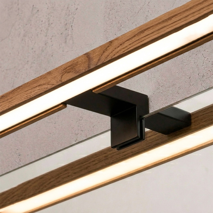 Brilagi - Φωτισμός LED για καθρέφτη μπάνιου 3 σε 1 WOODY MIRROR LED/12W/230V 60 cm IP44 μαύρο/δρυς-κερασιά
