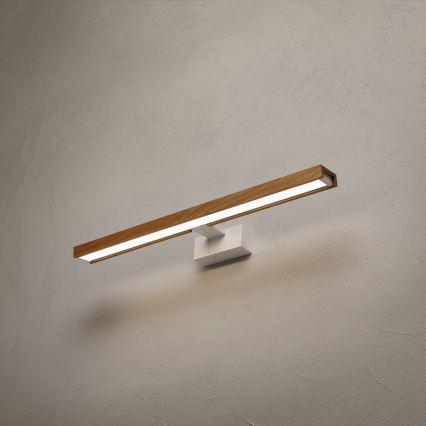 Brilagi - LED φωτισμός καθρέφτη μπάνιου 3-σε-1 WOODY MIRROR LED/12W/230V 60 cm IP44 λευκό/δρυς