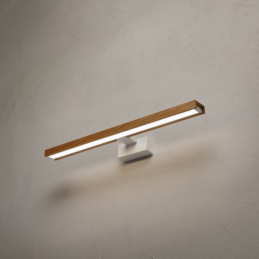 Brilagi - LED φωτισμός καθρέφτη μπάνιου 3-σε-1 WOODY MIRROR LED/12W/230V 60 cm IP44 λευκό/δρυς
