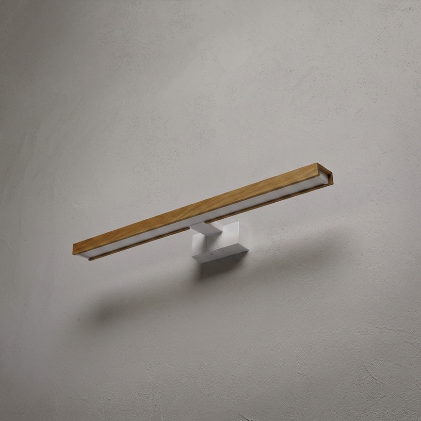 Brilagi - LED φωτισμός καθρέφτη μπάνιου 3-σε-1 WOODY MIRROR LED/12W/230V 60 cm IP44 λευκό/δρυς