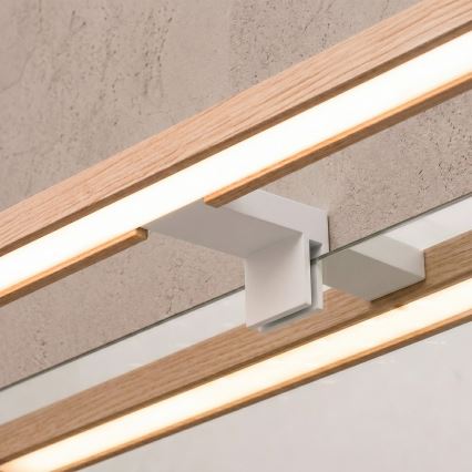 Brilagi - LED φωτισμός καθρέφτη μπάνιου 3-σε-1 WOODY MIRROR LED/12W/230V 60 cm IP44 λευκό/δρυς