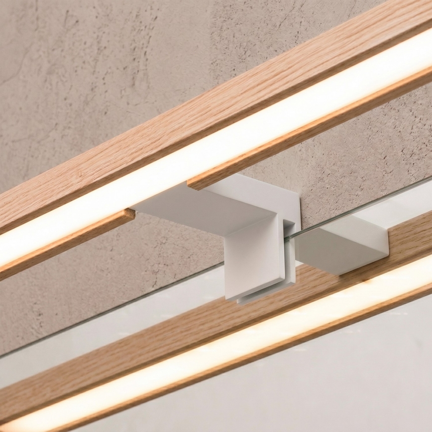 Brilagi - LED φωτισμός καθρέφτη μπάνιου 3-σε-1 WOODY MIRROR LED/12W/230V 60 cm IP44 λευκό/δρυς