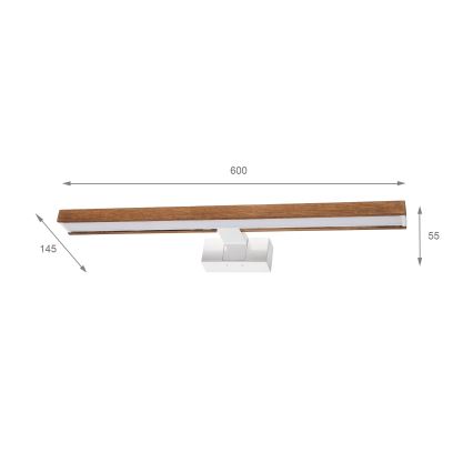 Brilagi - LED φωτισμός καθρέφτη μπάνιου 3 σε 1 WOODY MIRROR LED/12W/230V 60 cm IP44 λευκό/δρυς κερασιά