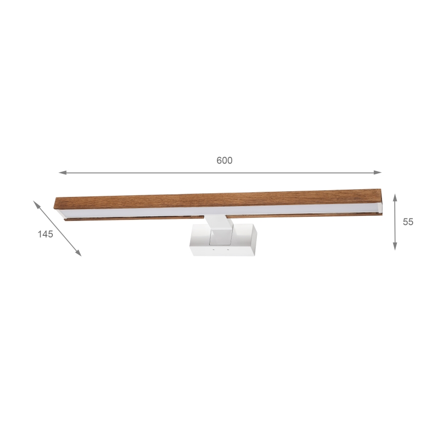 Brilagi - LED φωτισμός καθρέφτη μπάνιου 3 σε 1 WOODY MIRROR LED/12W/230V 60 cm IP44 λευκό/δρυς κερασιά