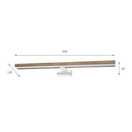 Brilagi - Φωτισμός καθρέφτη μπάνιου LED 3-σε-1 WOODY MIRROR LED/15W/230V 80 cm IP44 λευκό/δρυς/καρυδιά