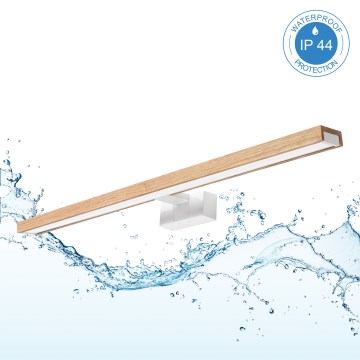 Brilagi - LED φωτισμός καθρέφτη μπάνιου 3-σε-1 WOODY MIRROR LED/15W/230V 80 cm IP44 λευκό/δρυς