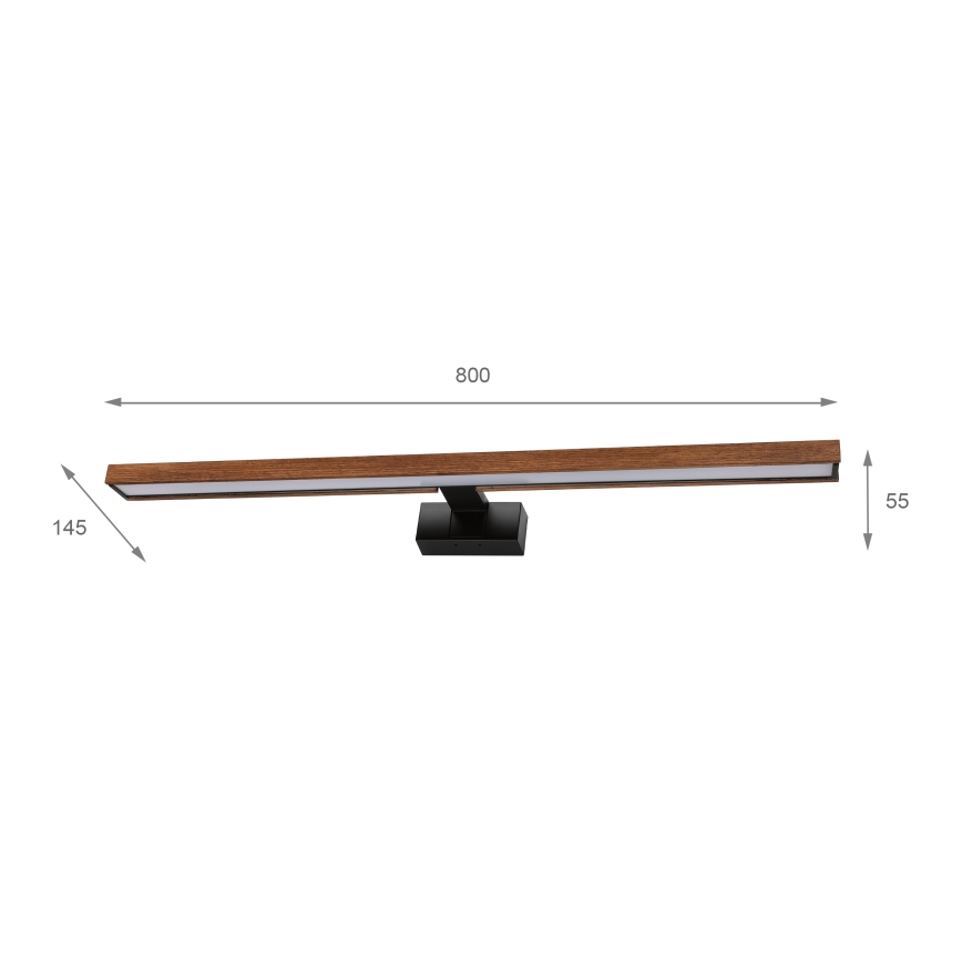 Brilagi - LED φωτισμός καθρέφτη μπάνιου 3-σε-1 WOODY MIRROR LED/15W/230V 80 cm IP44 μαύρο/δρυς κεράσι