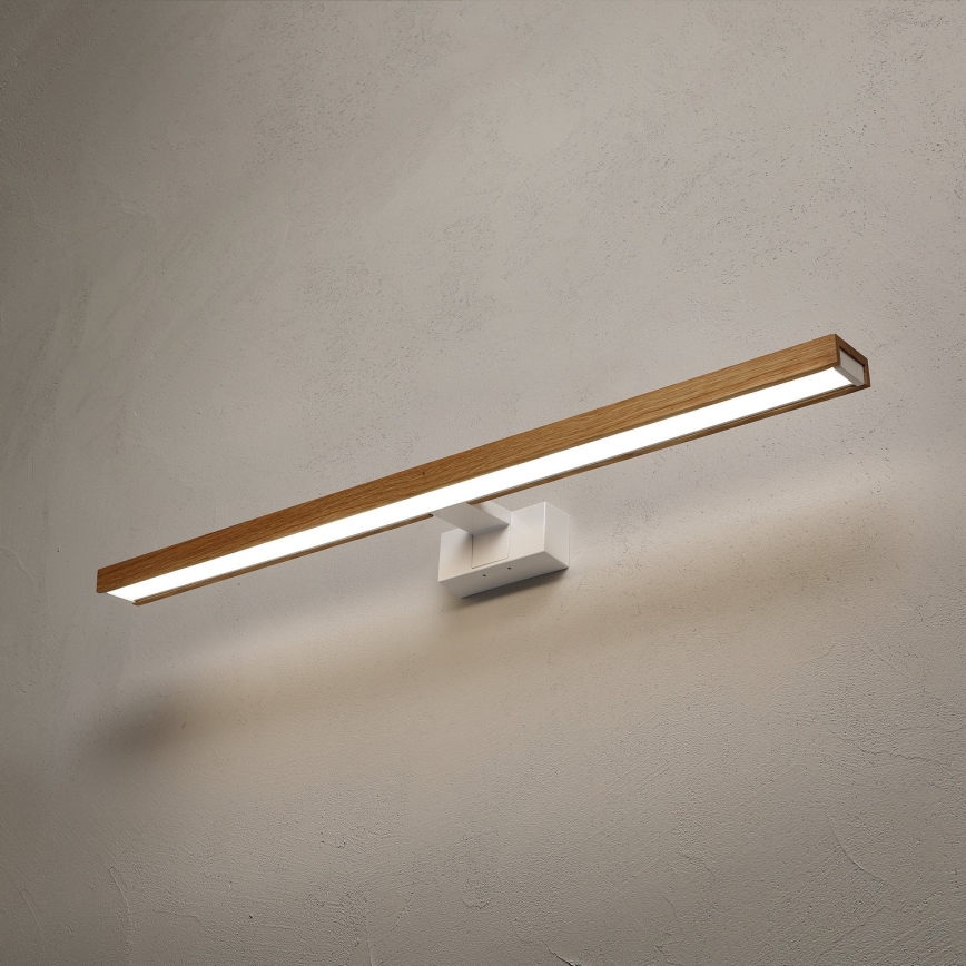 Brilagi - LED φωτισμός καθρέφτη μπάνιου 3-σε-1 WOODY MIRROR LED/15W/230V 80 cm IP44 λευκό/δρυς