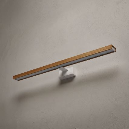 Brilagi - LED φωτισμός καθρέφτη μπάνιου 3-σε-1 WOODY MIRROR LED/15W/230V 80 cm IP44 λευκό/δρυς