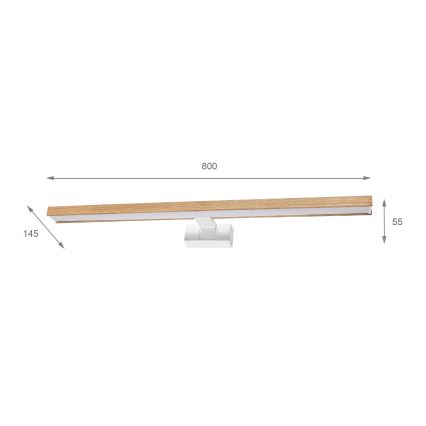 Brilagi - LED φωτισμός καθρέφτη μπάνιου 3-σε-1 WOODY MIRROR LED/15W/230V 80 cm IP44 λευκό/δρυς