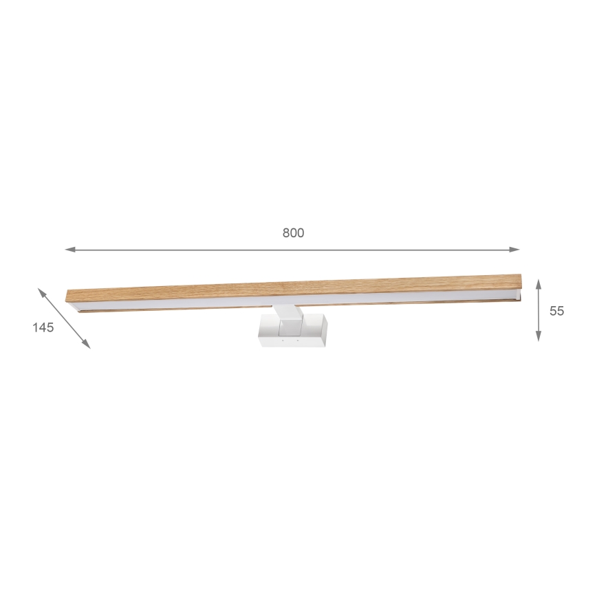 Brilagi - LED φωτισμός καθρέφτη μπάνιου 3-σε-1 WOODY MIRROR LED/15W/230V 80 cm IP44 λευκό/δρυς