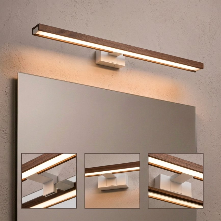 Brilagi - LED φωτισμός καθρέφτη για μπάνιο 3 σε 1 WOODY MIRROR LED/15W/230V 80 cm IP44 λευκό/δρυς κερασιά