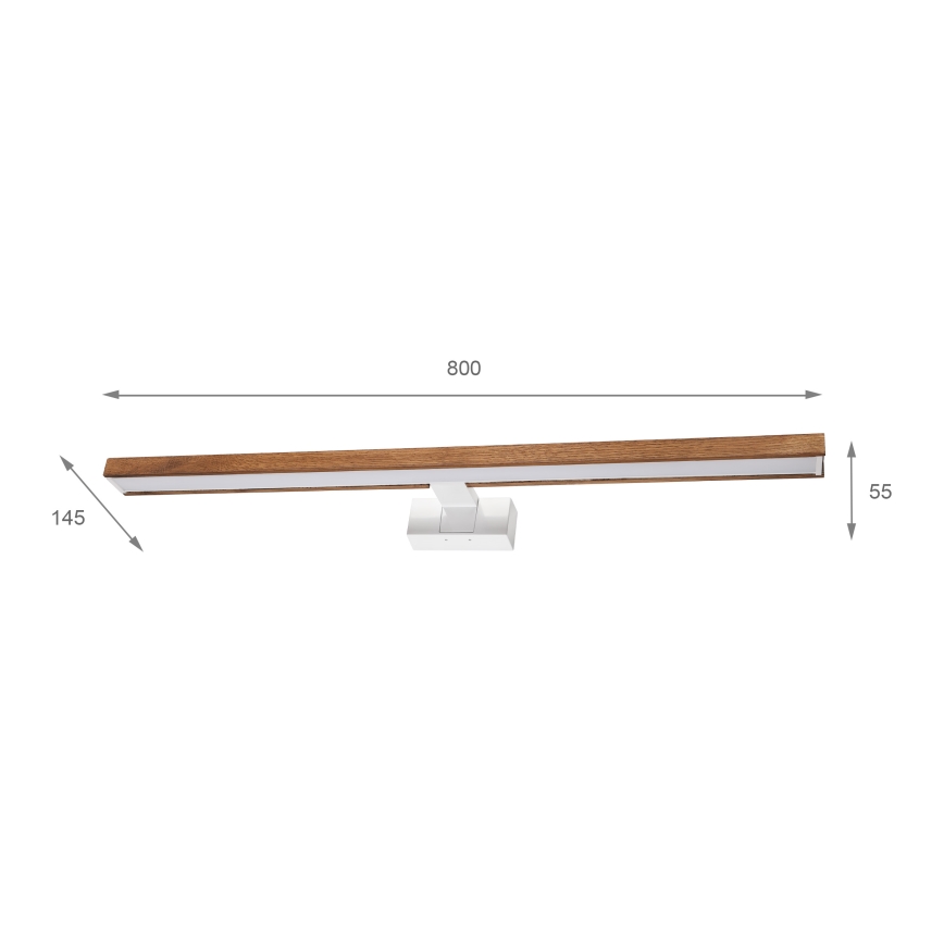Brilagi - LED φωτισμός καθρέφτη για μπάνιο 3 σε 1 WOODY MIRROR LED/15W/230V 80 cm IP44 λευκό/δρυς κερασιά