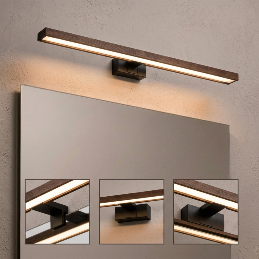 Brilagi - LED φωτιστικό για καθρέφτη μπάνιου 3 σε 1 WOODY MIRROR LED/15W/230V 80 cm IP44 μαύρο/δρυς καρυδιά