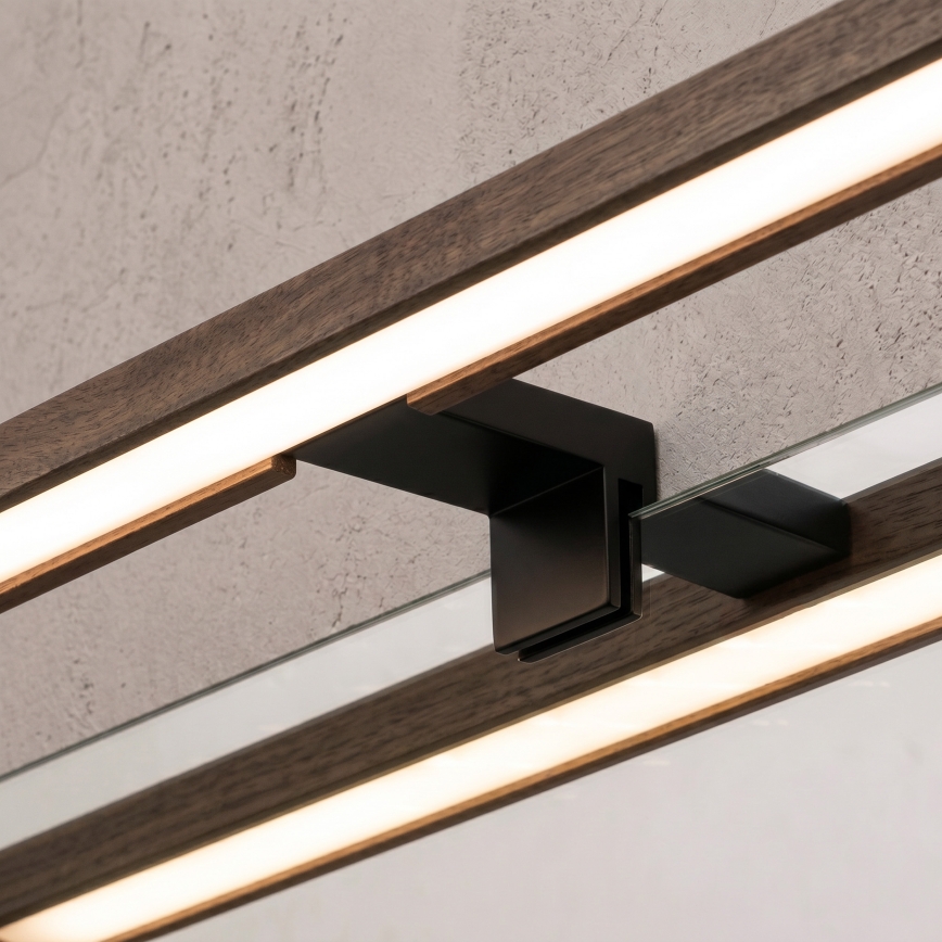 Brilagi - LED φωτιστικό για καθρέφτη μπάνιου 3 σε 1 WOODY MIRROR LED/15W/230V 80 cm IP44 μαύρο/δρυς καρυδιά