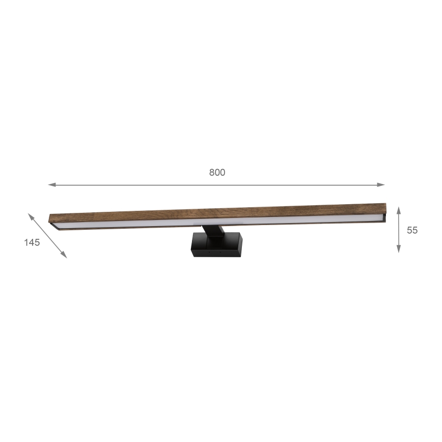 Brilagi - LED φωτιστικό για καθρέφτη μπάνιου 3 σε 1 WOODY MIRROR LED/15W/230V 80 cm IP44 μαύρο/δρυς καρυδιά