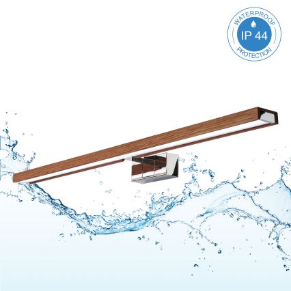 BRILAGI - LED φωτισμός καθρέφτη μπάνιου 3 σε 1 WOODY MIRROR LED/15W/230V 80 cm IP44 γυαλιστερό χρώμιο/δρυς-κερασιά