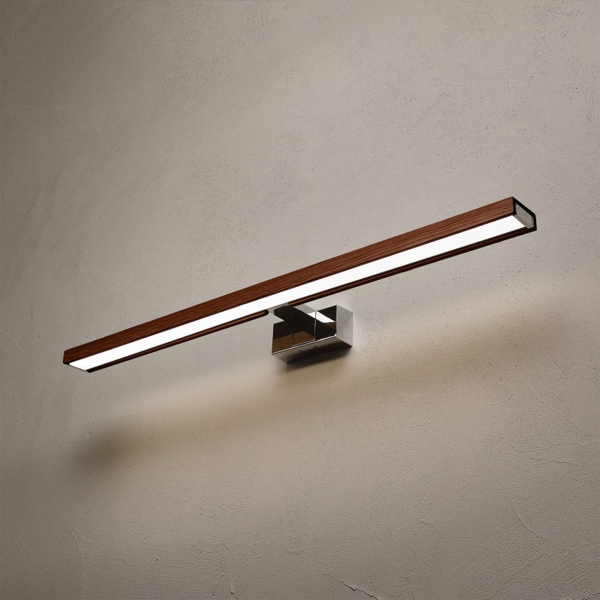 BRILAGI - LED φωτισμός καθρέφτη μπάνιου 3 σε 1 WOODY MIRROR LED/15W/230V 80 cm IP44 γυαλιστερό χρώμιο/δρυς-κερασιά