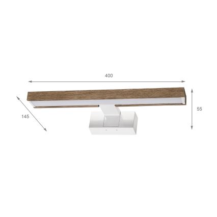 Brilagi - LED φωτισμός καθρέπτη μπάνιου 3-σε-1 WOODY MIRROR LED/8W/230V 40 cm IP44 λευκό/δρυς