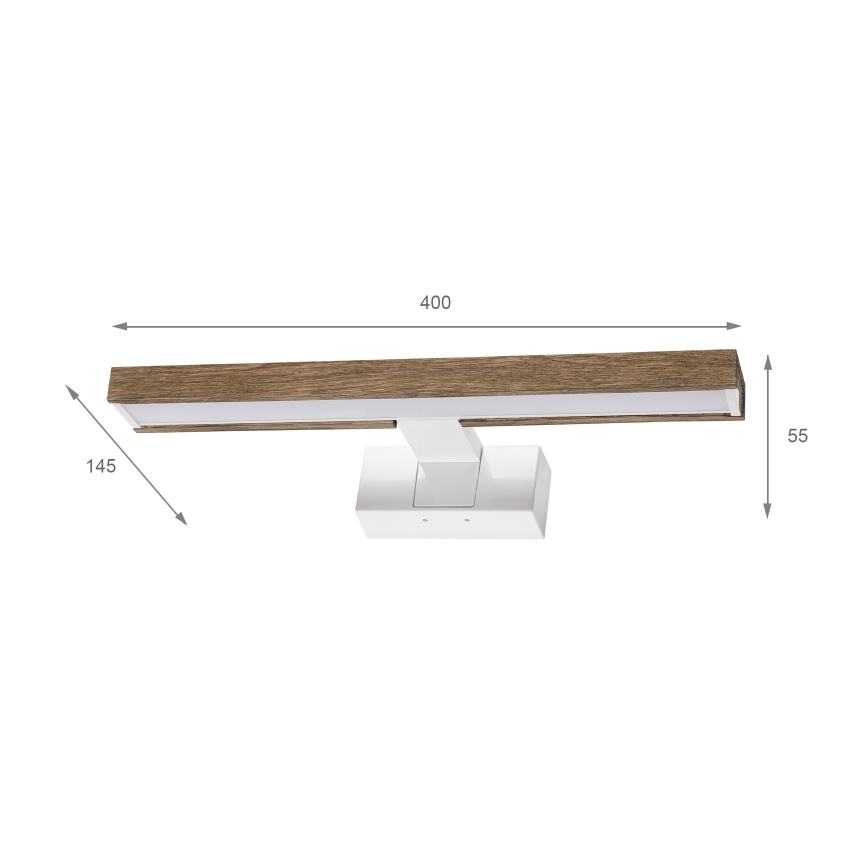 Brilagi - LED φωτισμός καθρέπτη μπάνιου 3-σε-1 WOODY MIRROR LED/8W/230V 40 cm IP44 λευκό/δρυς
