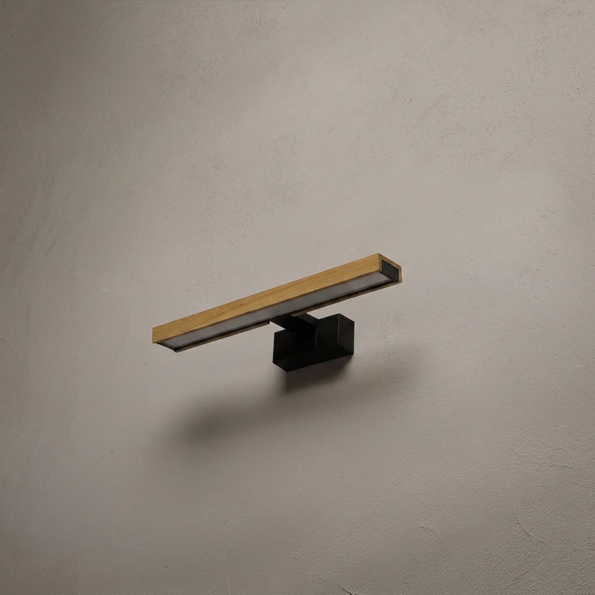 Brilagi - LED φωτισμός καθρέφτη για μπάνιο 3-σε-1 WOODY MIRROR LED/8W/230V IP44 μαύρο/δρυς