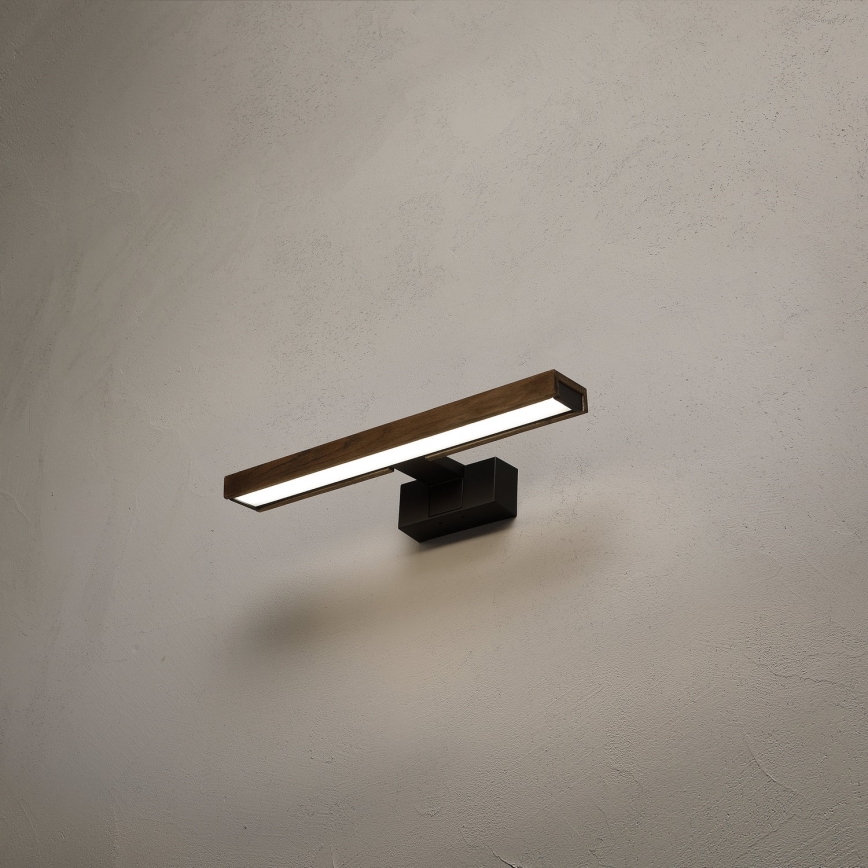 Brilagi - LED φωτισμός καθρέφτη μπάνιου 3-σε-1 WOODY MIRROR LED/8W/230V 40 cm IP44 μαύρο/δρυς-καρυδιά