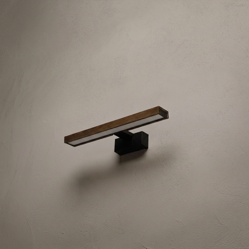 Brilagi - LED φωτισμός καθρέφτη μπάνιου 3-σε-1 WOODY MIRROR LED/8W/230V 40 cm IP44 μαύρο/δρυς-καρυδιά