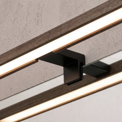 Brilagi - LED φωτισμός καθρέφτη μπάνιου 3-σε-1 WOODY MIRROR LED/8W/230V 40 cm IP44 μαύρο/δρυς-καρυδιά