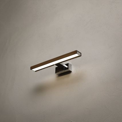 Brilagi - Φωτισμός LED 3-σε-1 για καθρέφτη μπάνιου WOODY MIRROR LED/8W/230V 40 cm IP44 γυαλιστερό χρώμιο/δρυς-καρυδιά