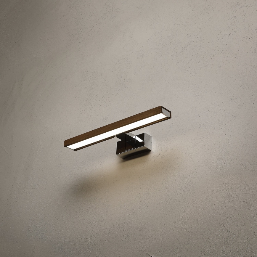 Brilagi - Φωτισμός LED 3-σε-1 για καθρέφτη μπάνιου WOODY MIRROR LED/8W/230V 40 cm IP44 γυαλιστερό χρώμιο/δρυς-καρυδιά