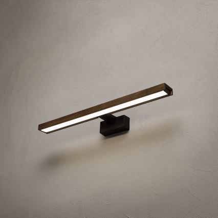 Brilagi - LED φωτισμός καθρέφτη μπάνιου 3-σε-1 WOODY MIRROR LED/12W/230V IP44 μαύρο/δρυς (καρυδιά)