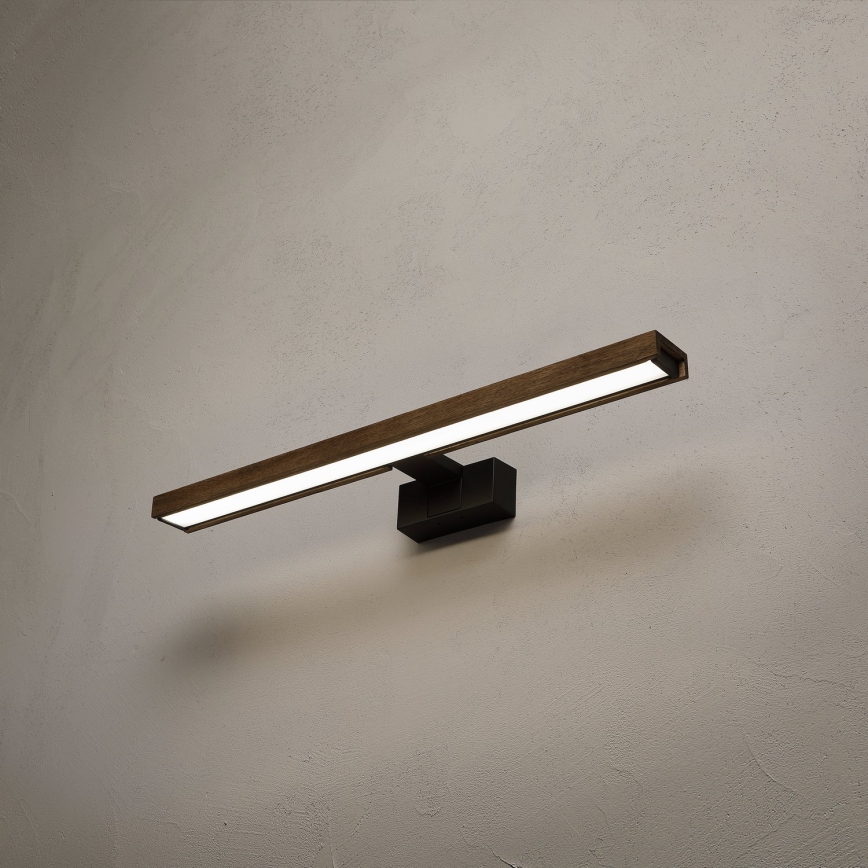 Brilagi - LED φωτισμός καθρέφτη μπάνιου 3-σε-1 WOODY MIRROR LED/12W/230V IP44 μαύρο/δρυς (καρυδιά)