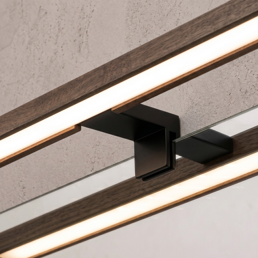 Brilagi - LED φωτισμός καθρέφτη μπάνιου 3-σε-1 WOODY MIRROR LED/12W/230V IP44 μαύρο/δρυς (καρυδιά)