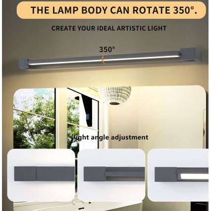 Brilagi - LED φωτισμός καθρέφτη μπάνιου AQUA LINE LED/24W/230V 90 cm IP44 ανθρακί CRI 90