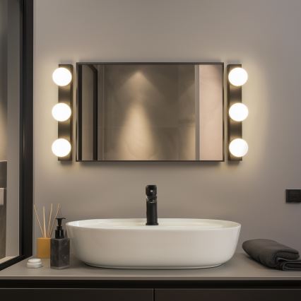 Brilagi - LED φωτιστικό καθρέφτη μπάνιου HOLLYWOOD 3xLED/3W/230V 39 cm IP44 μαύρο