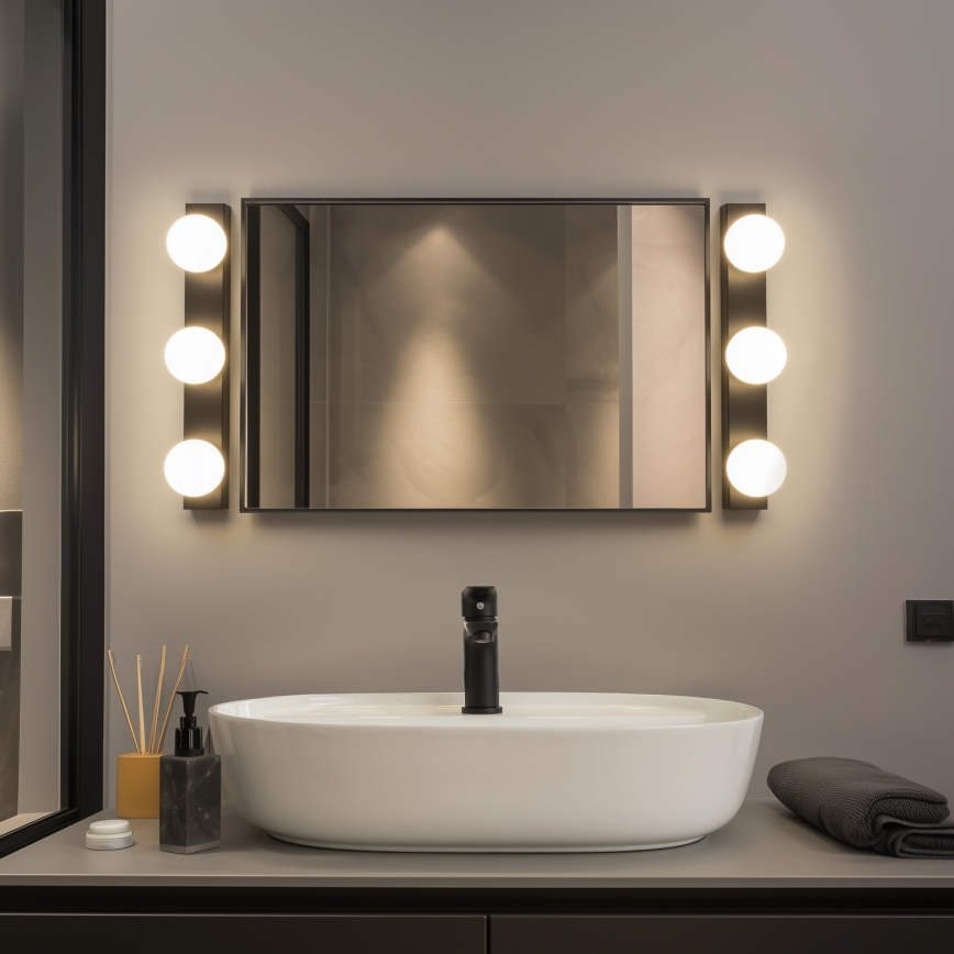 Brilagi - LED φωτιστικό καθρέφτη μπάνιου HOLLYWOOD 3xLED/3W/230V 39 cm IP44 μαύρο