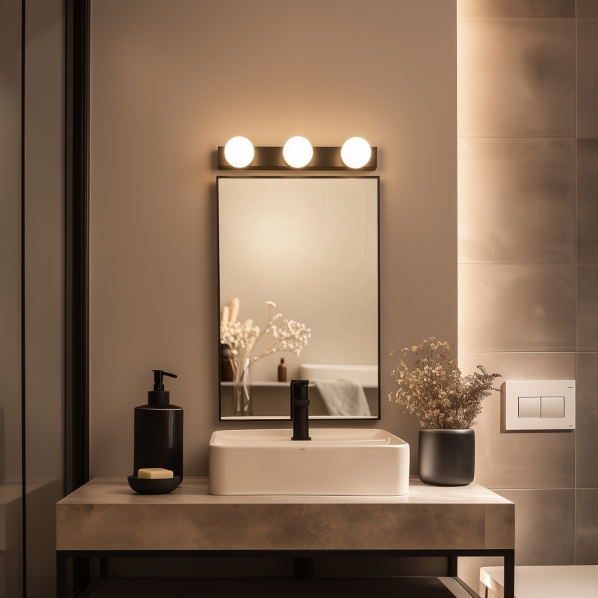 Brilagi - LED φωτιστικό καθρέφτη μπάνιου HOLLYWOOD 3xLED/3W/230V 39 cm IP44 μαύρο