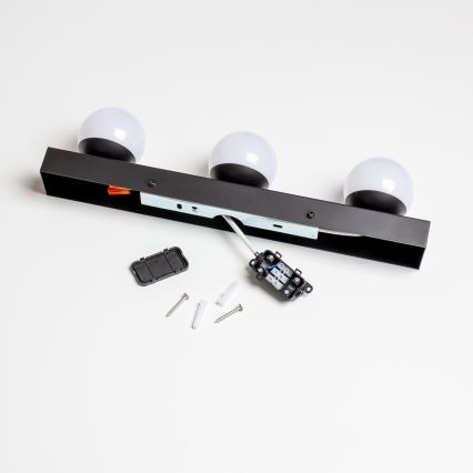 Brilagi - LED φωτιστικό καθρέφτη μπάνιου HOLLYWOOD 3xLED/3W/230V 39 cm IP44 μαύρο