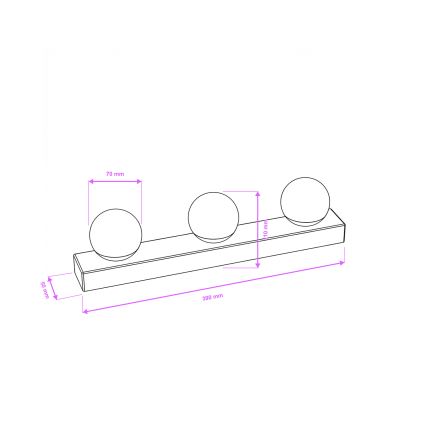Brilagi - LED φωτιστικό καθρέφτη μπάνιου HOLLYWOOD 3xLED/3W/230V 39 cm IP44 μαύρο