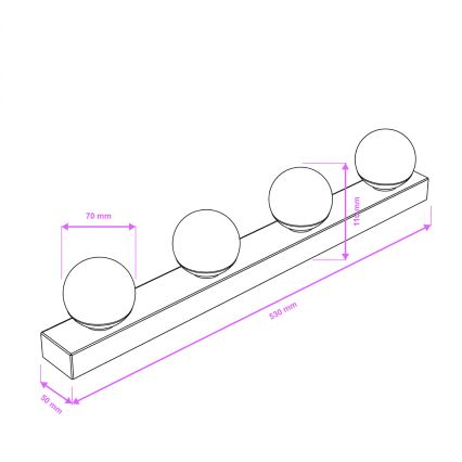 Brilagi - Φωτιστικό καθρέφτη μπάνιου LED HOLLYWOOD 4xLED/3W/230V 53 cm IP44 μαύρο