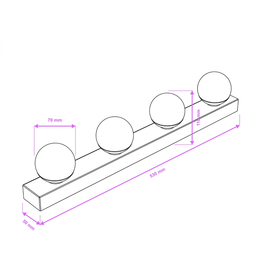 Brilagi - LED φωτισμός καθρέφτη μπάνιου HOLLYWOOD 4xLED/3W/230V 53 cm IP44 γυαλιστερό χρώμιο
